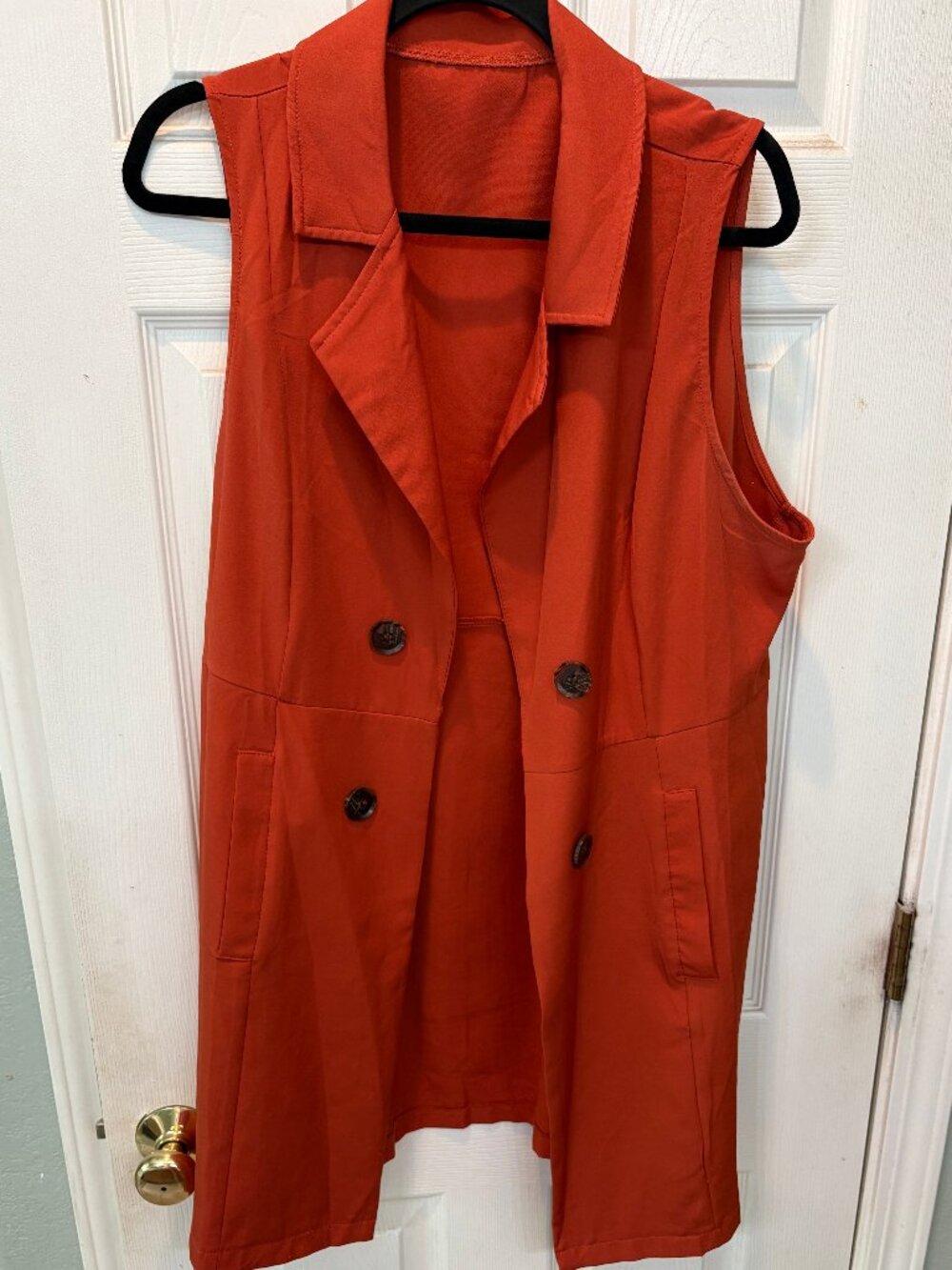 SHEIN Curve Burnt Orange Double Breasted Sleeveless Blazer Vest 1XL